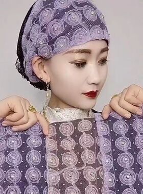 女薄款透气遮白发包头帽防晒女士