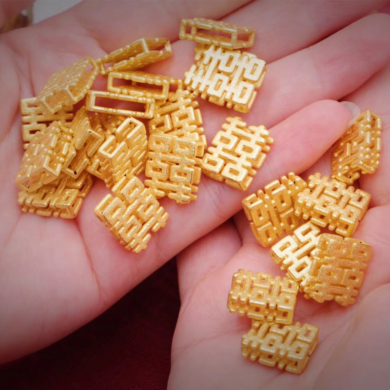抖音同款喜字项链黄金项圈颈圈双喜字吊坠 足金锁骨链纯金坠子 999 抖音同款喜字项链黄金项圈颈圈双喜字吊坠 足金锁骨链纯金坠子 999