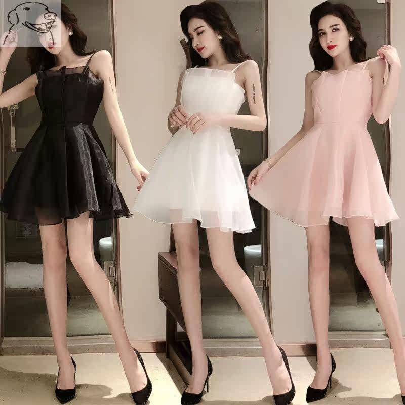 温柔性感超仙少女欧根纱吊带仙女裙 意姗菲连衣裙