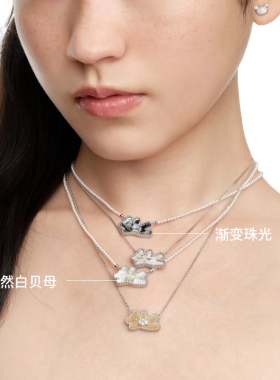 YVMIN尤目 珠珠植绒招手熊项链925银项链锁骨链生日礼物新品