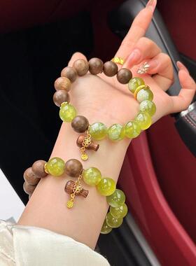 【半池】新中式天然奶盖岫玉水晶手串女沉香葫芦吊坠禅意国风手饰
