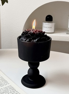 法式复古玻璃香薰烛台摆件家居用蜡烛底座氛围感软装饰品拍照道具