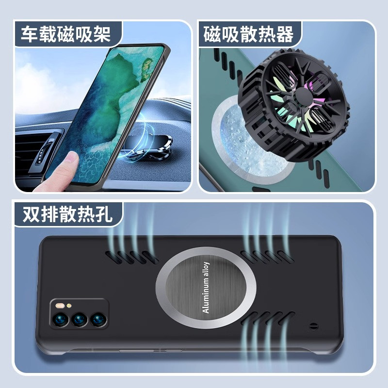 适用opporeno6手机壳reno6pro+散热reno5k无边框reno4se透气reno3元气版车载5g磁吸新款磨砂超薄男女防摔外壳 - 图3