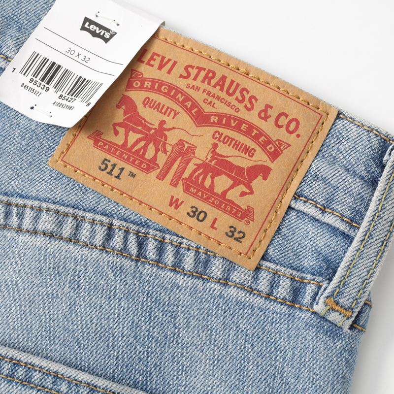 美版正品 Levi's李维斯511低腰修身浅蓝色牛仔裤男潮牌04511-5127 - 图1