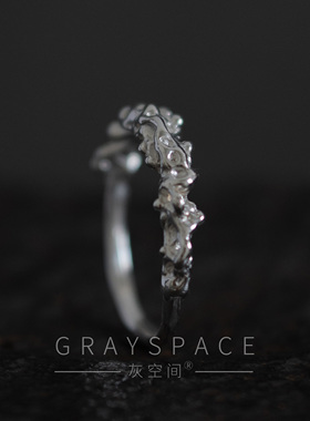 999足银小众设计波浪褶皱纹戒指