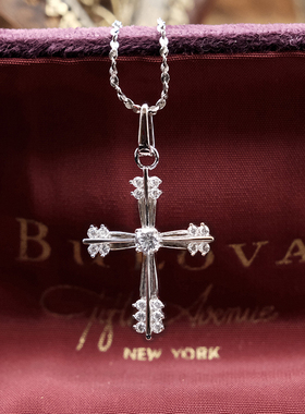 意大利纯银锆石十字架女项链