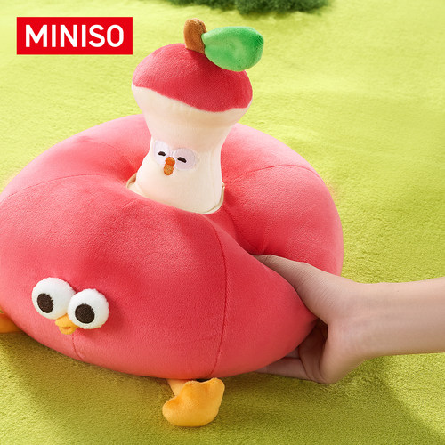 MINISO名创优品苹果墩墩鸡搞怪抽象玩偶毛绒公仔抱枕娃娃玩具可爱 - 图0