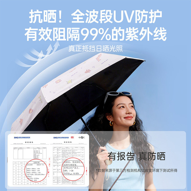 MINISO名创优品趣绘图案防晒伞五折叠太阳伞晴雨两用小巧便携口袋