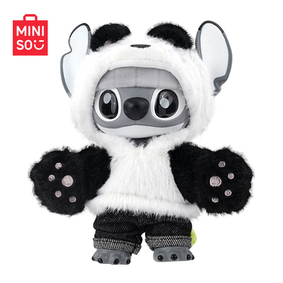 MINISO名创优品迪士尼史迪奇GenZ街头系列熊猫搪胶毛绒公仔玩偶