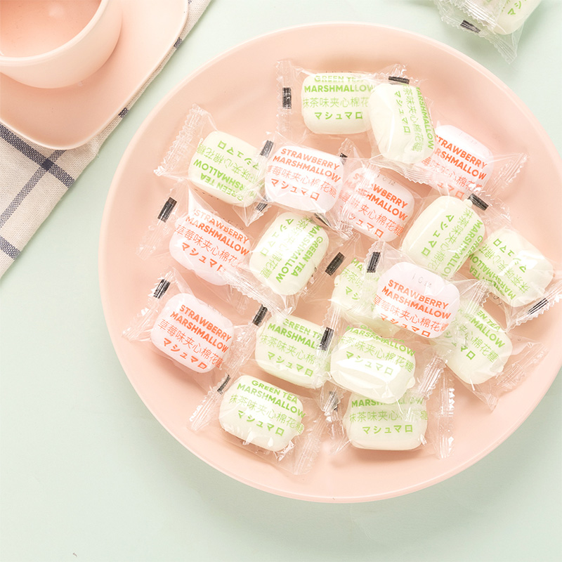 miniso名创优品旗舰店MINISO名创优品草莓抹茶夹心棉花糖80g 儿童少女零食软糖糖果小吃3