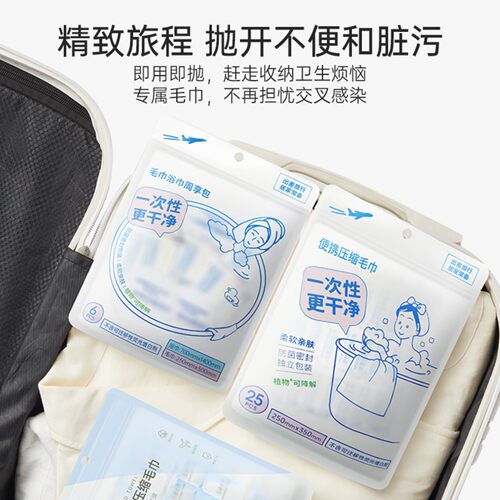 MINISO名创优品一次性毛巾压缩浴巾加厚加大旅行独立包装旅游用品 - 图3