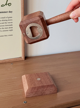 雷神之锤磁吸悬浮木质开瓶器摆件