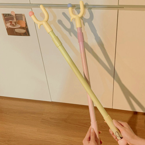 撑衣杆家用可伸缩晾衣叉阳台加长晒挂取衣服晾衣杆叉丫多巴胺衣杆 - 图3