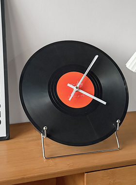 日落黑胶唱片时钟客厅摆件