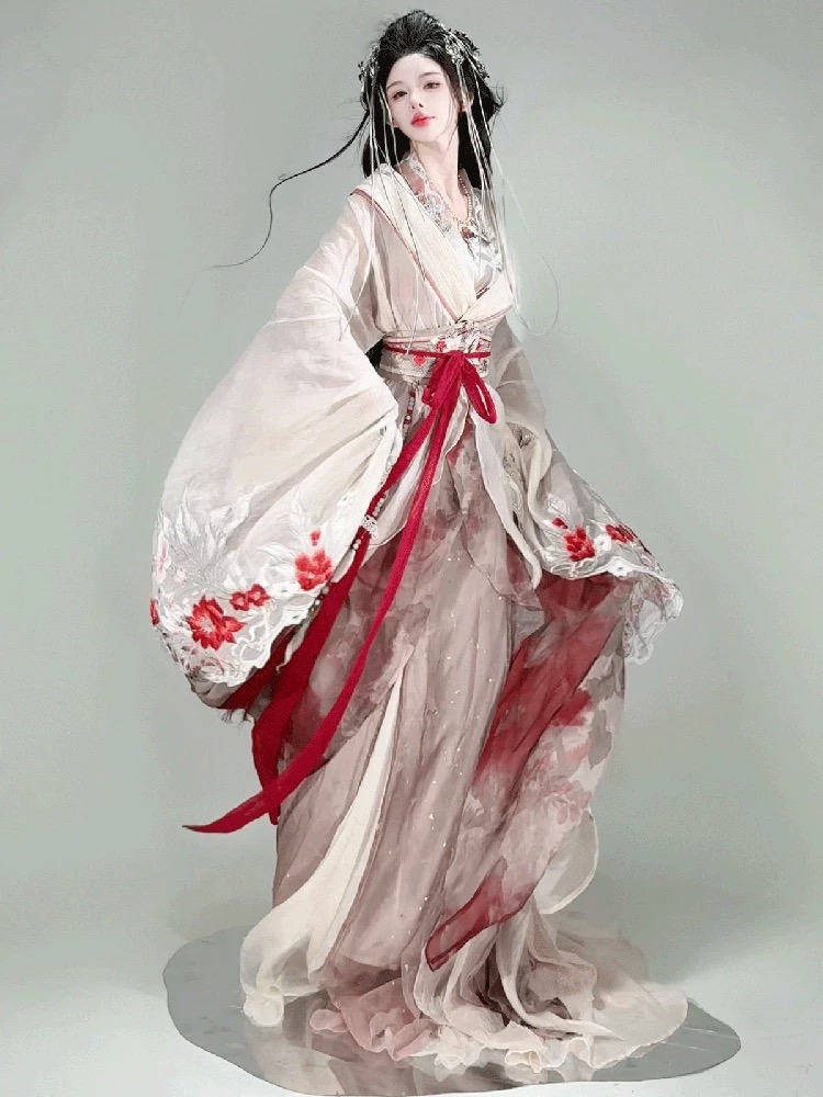 2025新款原创【虞姬】重工刺绣魏晋风南北朝汉元素齐腰战国袍套装 - 图0