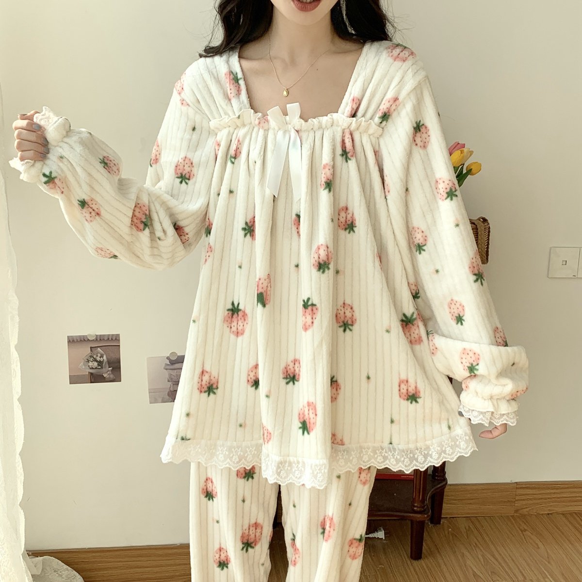 秋冬大码睡衣女士珊瑚绒卡通可爱粉红300斤胖MM薄绒家居服套装,淘宝优惠券,粉丝福利购,淘宝优惠卷