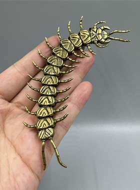 文玩天龙茶宠蜈蚣摆件黄铜招财