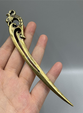 实心凤头发簪纯铜复古