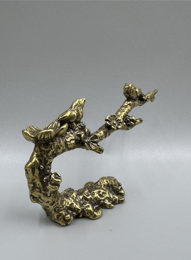 手把件喜上眉梢香拖纯铜招财装饰