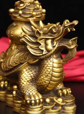 全铜财富归来摆件纯铜龙龟聚宝盆