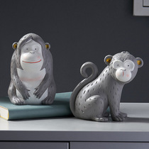 Nordic Home Placement Decoration Living Room TV Cabinet Xuan Guan Wine Cabinet Desktop Personality Monkey Resin Process Pendulum