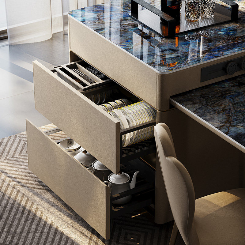 Mobeier 岩板圆岛台餐桌一体可伸缩大户型客厅家用高级感新款倒台,淘宝优惠券,粉丝福利购,淘宝优惠卷