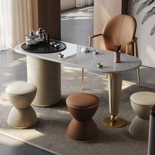 Mobeier 大理石茶桌轻奢家用小户型阳台茶台意式极简风茶桌椅组合 - 图2