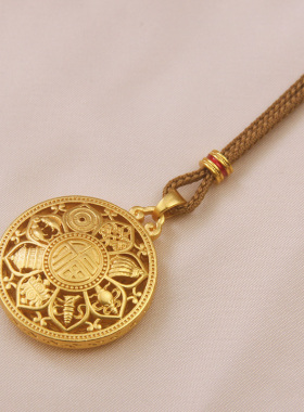 八宝罗盘吊坠编织绳子项链宫廷风金花丝蝴蝶招财算盘福袋挂绳礼物