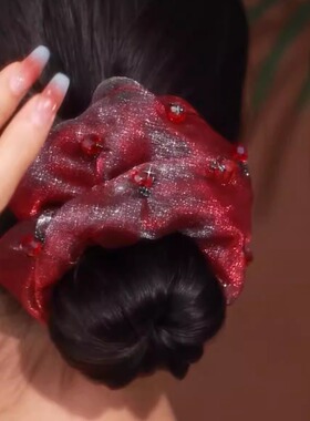 高级感欧根纱大肠发圈2024新款女发绳气质皮筋显发量头绳高端发饰