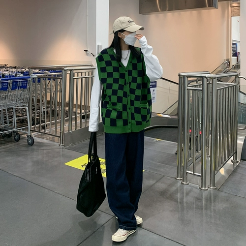 Осенние ретро шахматы, жилет, кардиган