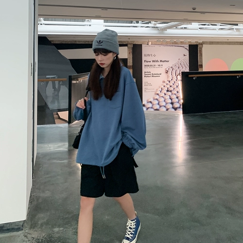 Свитшот с молнией, осенний, на молнии, в корейском стиле, свободный крой