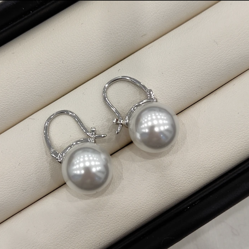 韩国【设计师】S925银针冷白光14mm白金色茶壶简约优雅耳扣素款,淘宝优惠券,粉丝福利购,淘宝优惠卷