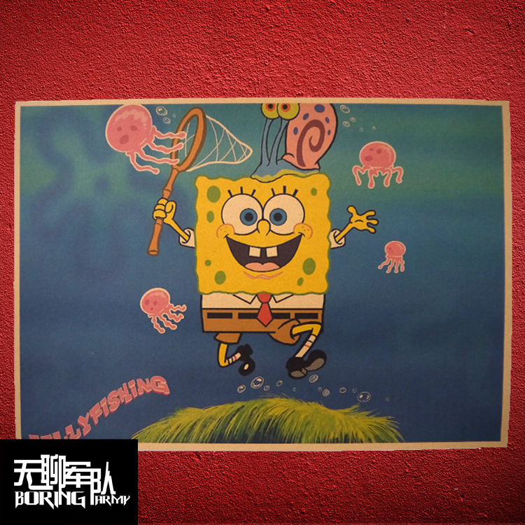 SpongeBob海绵宝宝 动漫动画牛皮纸海报装饰画酒吧照片相框墙纸 - 图2