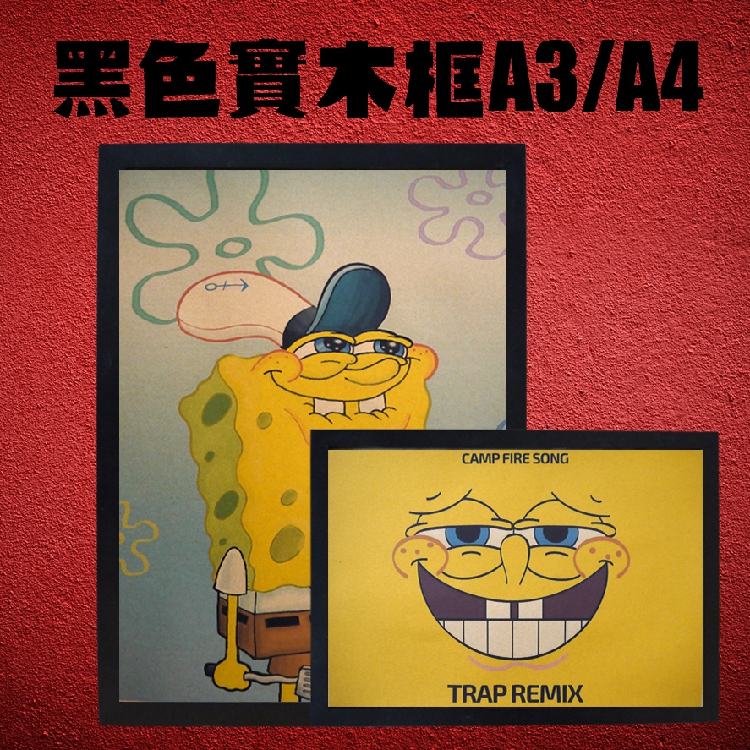 SpongeBob海绵宝宝 动漫动画牛皮纸海报装饰画酒吧照片相框墙纸 - 图0