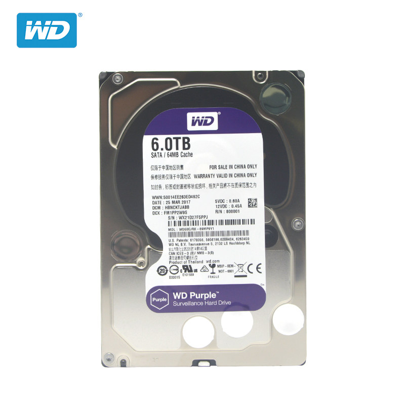 WD/西部数据 WD60PURX 6TB安防 紫盘6000G西数6tb监控硬盘串口 - 图1