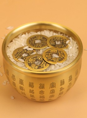 【19.9元送元宝送铜币-粉丝福利】-黄铜缸小百福缸客厅办公室摆件