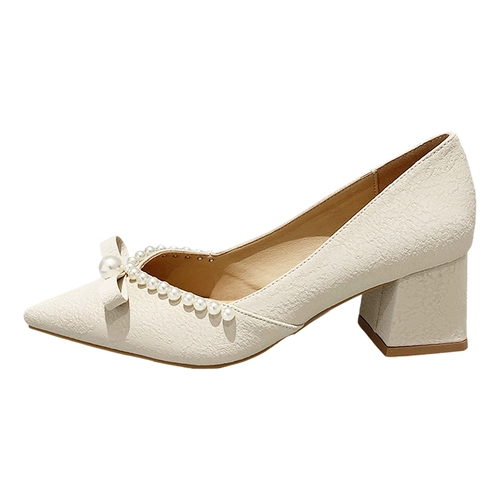 Сексуальная обувь, туфли из жемчуга для кожаной обуви с заостренным носом на высоком каблуке, коллекция 2022