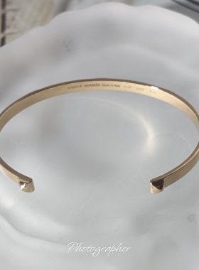 日本中古珠宝18k玫瑰金三角形设计开口手镯16.5厘米包邮