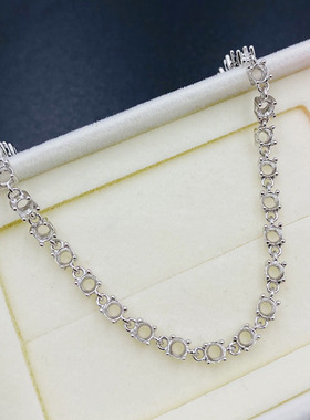 银手链空托925银女圆3diy镶嵌