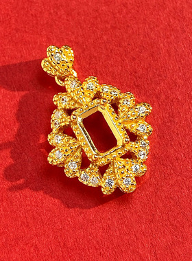 个性满钻款纯银长方形吊坠空托