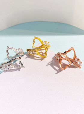 爱心形戒指空托925纯银女