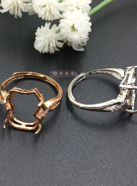 貔貅戒托s925银戒指女diy镶嵌