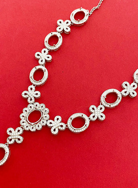 925银气质小众奢华项链链排空托