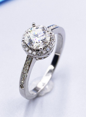 圆包莫桑钻戒指空托固定925纯银