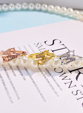 双宝石圆4翡翠戒指空托