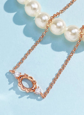 简约百搭款S925银椭圆形手链空托