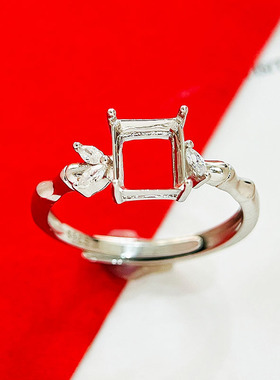 S925纯银小众个性竹节戒指长方形