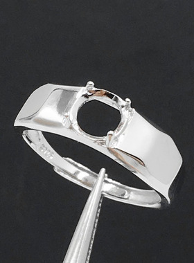 银男戒空托925银镀18k戒指空托