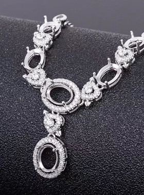 diy新品坠托椭圆6粒定制银项链