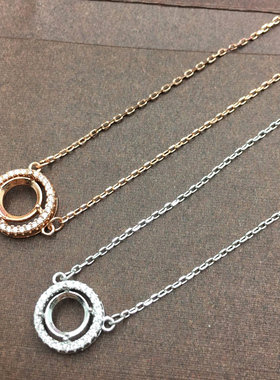 吊坠镶嵌正圆银项链加工定制